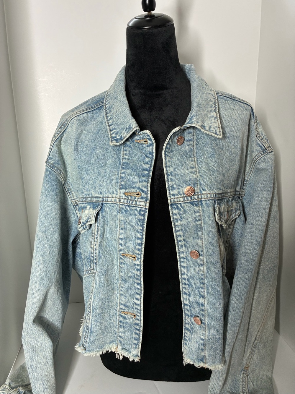 Light Blue Cropped Denim Jacket - Women